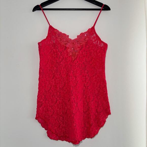 Vintage Inner Most Red Lace Lingerie Top Size Medium - Picture 2 of 7